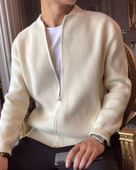 Ribbed Zip-Up Cardigan for Men