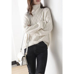 Textured Turtleneck Knit Sweater for Women
