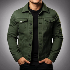 Stretch Denim Jacket with Utility Pockets for Men