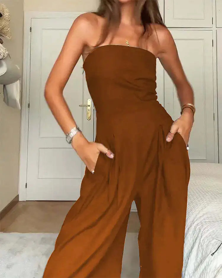 Strapless Wide Leg Jumpsuit for Women