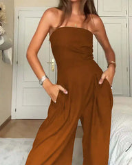 Strapless Wide Leg Jumpsuit for Women
