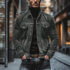 Corduroy Button-Up Trucker Jacket for Men