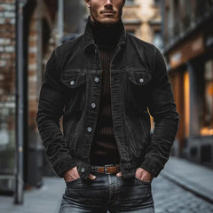 Corduroy Button-Up Trucker Jacket for Men