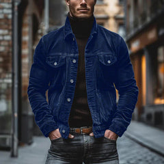 Corduroy Button-Up Trucker Jacket for Men