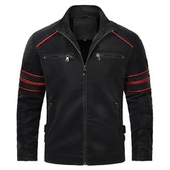 Moto-Inspired Black Zip-Up Jacket for Men