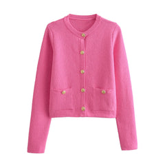 Button-Up Knit Cardigan for Women