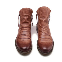 Leather Zipper Ankle Boots for Men