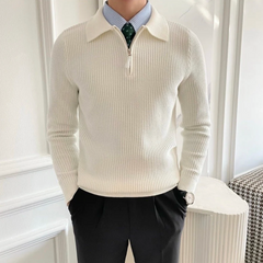 Textured Half-Zip Knit Sweater for Men