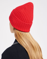 Ribbed Knit Cuffed Beanie Hat for Women