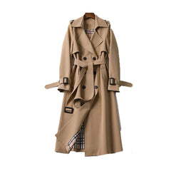Classic Double-Breasted Belted Trench Coat for Women