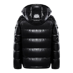 Shiny Puffer Jacket with Detachable Hood for Men