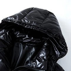 Shiny Puffer Jacket with Detachable Hood for Men